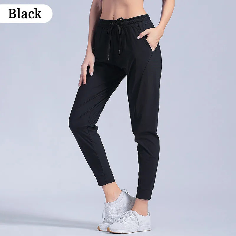 Female Sportswear Trousers Nylon Quick Dry Running Pants Causal Breathable Drawstring Pocket Yoga Joggers Women Sweatpants
