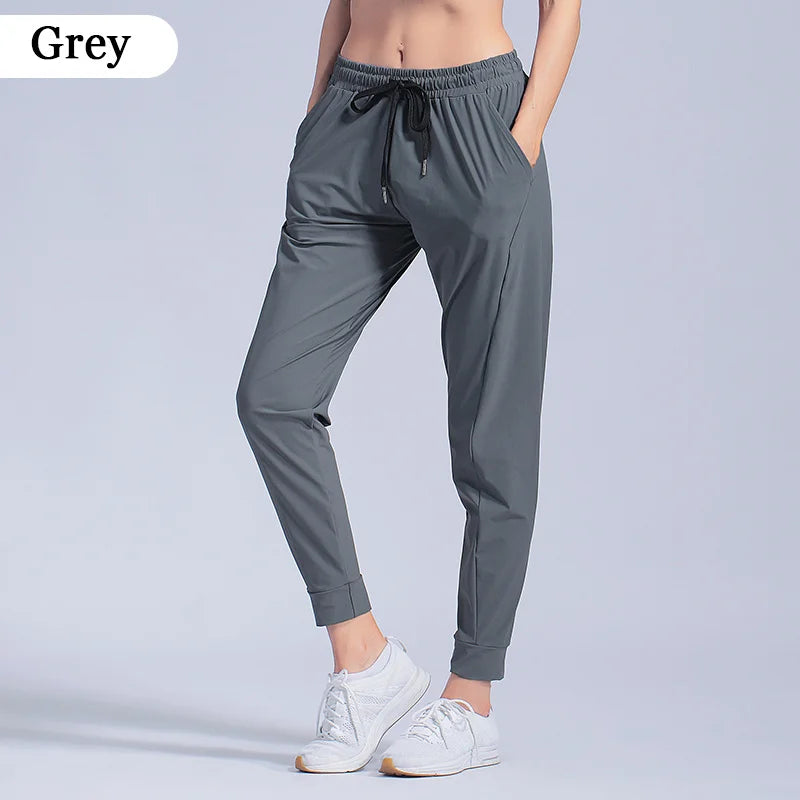 Female Sportswear Trousers Nylon Quick Dry Running Pants Causal Breathable Drawstring Pocket Yoga Joggers Women Sweatpants